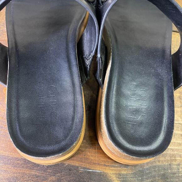 Franco Sarto Brielle Wedge Sandal Black Leather T Strap Cork Women’s 8.5 Summer - Picture 12 of 12